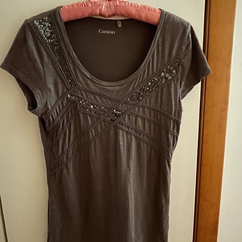 Caslon women’s light brown sequined top